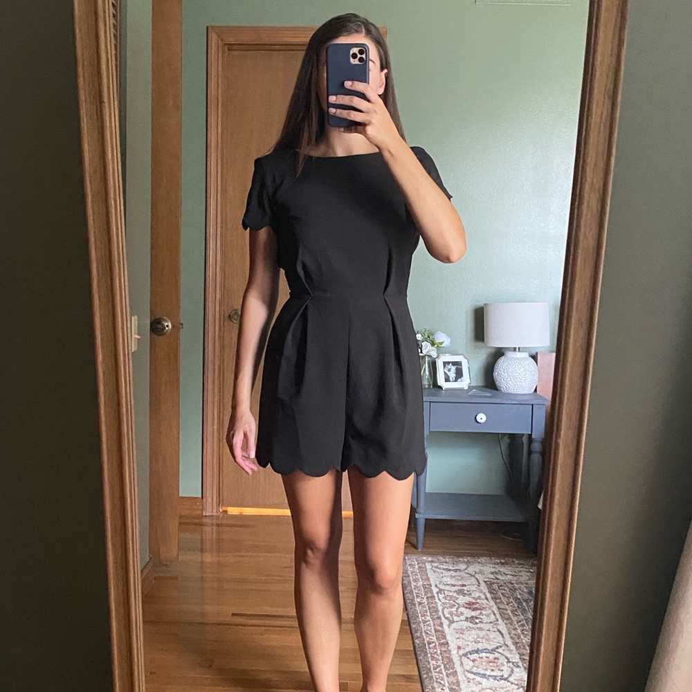 Monteau Women’s Black Scalloped Romper